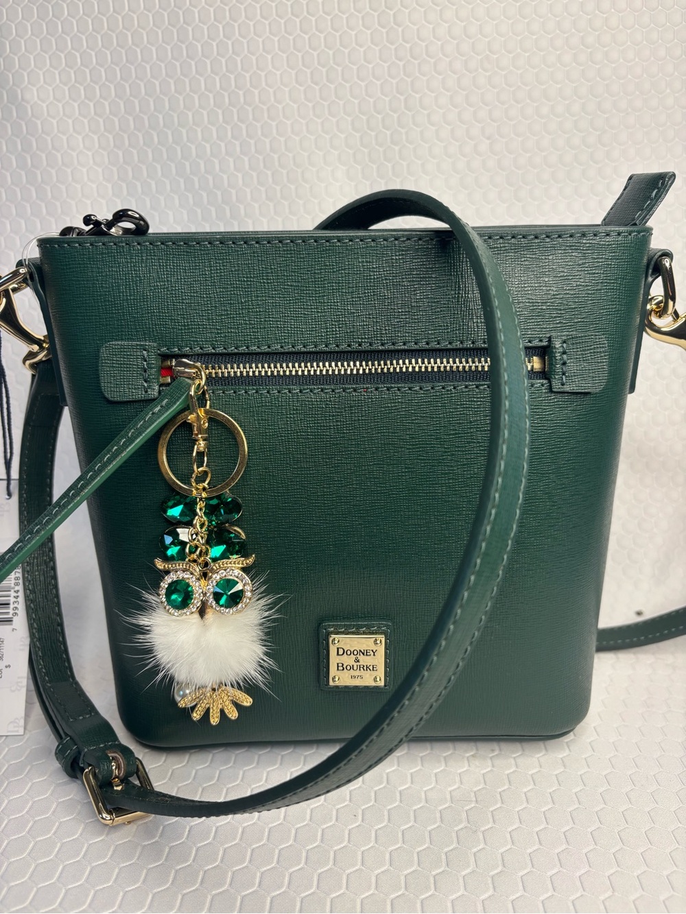 Dooney & Bourke Dark Green Crossbody Bag with Owl Charm